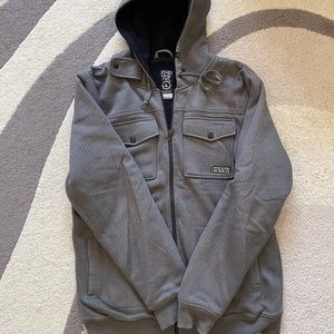 Grey zip up hooded sweatshirt XL